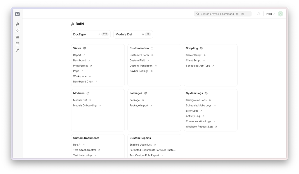 Frappe Framework build view